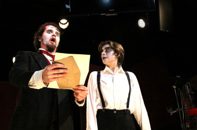 Kieran O’Connor (left) and Liliana Mastroianni in “The Ineptidemic” by Octave Mirbeau, the centerpriece of 'The Conspirators 125th Anniversary Jubilee' running through November 19 at the Otherworld Theatre, 3914 N. Clark in Chicago.