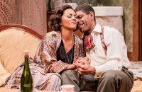 Tiffany Renee Johnson (Angel) and Breon Arzell (Guy) in BLUES FOR AN ALABAMA SKY from Remy Bumppo Theatre Company now playing through October 15 at Theater Wit.