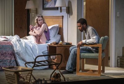 Carrie Coon (left) and Namir Smallwood in 'Bug' at Steppenwolf Theatre