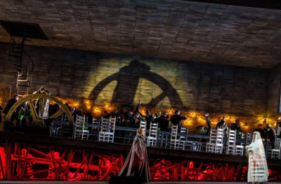Ryan Capozzo as the Steersman, Tomasz Konieczny as the Dutchman, Tamara Wilson as Senta, Mika Kares as Daland, Melody Wilson as Mary and the Company of 'The Flying Dutchman'