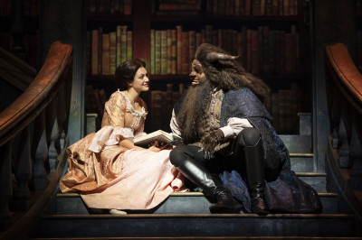(from left) Beth Stafford Laird as Belle (Beauty) and Paul-Jordan Jansen as Beast in Paramount Theatre's production of 'Disney's Beauty and the Beast'