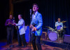 (from left) Chuckie Benson, Michael Mahler, Zachary Stevenson and Kieran McCabe in "Buddy: The Buddy Holly Story" at Stage 773 through May 26th