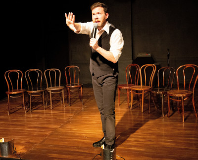 Wallace Gage as First Actor in Tim Crouch's An Oak Tree, at the Atheneaum Theatre.