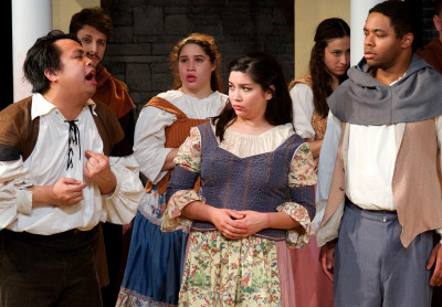In Fuenta Ovejuna (from left): Val Gerard Garcia Jr., Dylan Connelley, Carlyle DePriest, Carolyn Plurad, Kristen Alesia, Brian Bradford.
