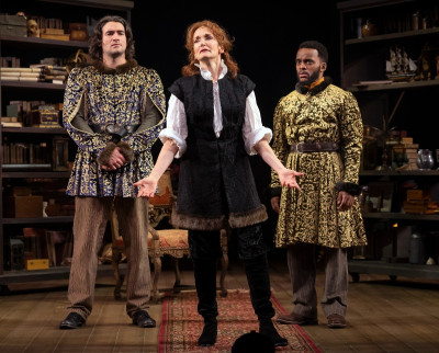 Nate Cheeseman (Raoul), Terri McMahon (Sarah Bernhardt) and Travis Turner (Francois) in Bernhardt/Hamlet by Theresa Rebeck, directed by Donna Feore