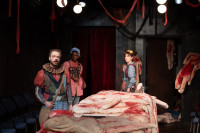 (L to R): William Delforge, Cameron Austin Brown and Hannah Rhode in GARY: A SEQUEL TO TITUS ANDRONICUS, from Redtwist Theatre, by Taylor Mac and directed by Steve Scott, now playing through June 1st.
