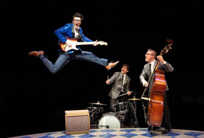 Kieran McCabe, Jed Feder and Shaun Whitley in 'Buddy: The Buddy Holly Story' at Marriott Theatre