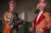 (from left) Casey Chapman and Peter Laughlin in “Round Heads and Pointed Heads” at Red Tape Theatre
