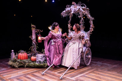 Jaeda Lavonne as Cinderella and Lillian Castillo as the Fairy Godmother in Marriott Theatre's Production of Rodgers and Hammerstein's Cinderella