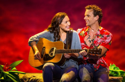 Reviewing the new hit musical "Escape to Margaritaville" from the seat next to Jimmy Buffett!
