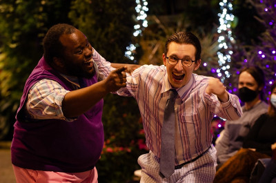 Reginald Hemphill (left) as Sir Toby and Travis Shanahan (right) as Sir Andrew.