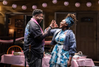 (L - R) Trumane Alston and Ireon Roach in 'Fat Ham' at Goodman Theatre.