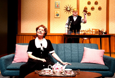 Linda Reiter as Edith and H.B. Ward as Darren in Mashuq Mushtaq Deen’s "Flood," at Theater Wit through March 9, 2024.