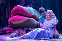 Will Lidke and Kelly Felthous in "Little Shop of Horrors" at Drury Lane Theatre