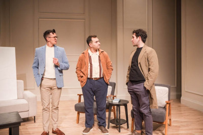 (L to R) Chad Bay, Eduardo Curley and Justin Albinder in ‘ART,’ written by Yasmina Reza, directed by Artistic Director Marti Lyons and translated by Christopher Hampton, is now playing through June 1, at Theater Wit, 1229 W. Belmont Ave.