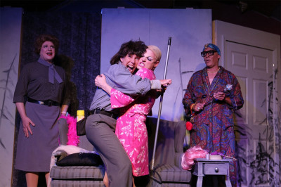 (left to right) Ed Jones, Kelly Anchors, Kristopher Bottrall and David Cerda in Hell in a Handbag Productions’ world premiere parody THE DRAG SEED.