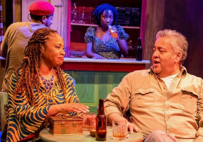 From left, Tamarus Harvell, Tekeisha Yelton-Hunter, Jenise Sheppard, Javier Carmona in Ruined; at at Reginald Vaughn Theatre,