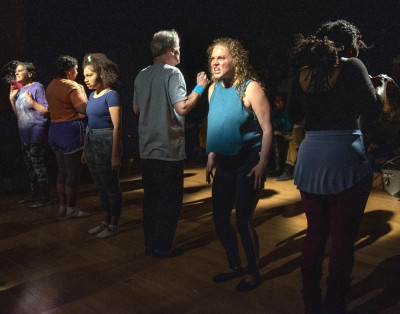 Pictured (L to R) Ellen Maddow (Maeve), Ariana Burks (Sofia) and ensemble member Caroline Neff (Zuzu)