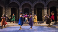 Alexis J. Roston, Angelica Katie, Melissa DuPrey, Melody Angel, Leah Casey, Melanie Brezill, Patrese D. McClain and AnJi White in "For Colored Girls Who Have Considered Suicide / When the Rainbow is Enuf" at Court Theatre.
