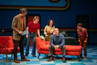 Jackson Evans, Jack Ball, Sarah Bockel, Steven Schellhardt, and Charlie Long in Falsettos at Court Theatre.