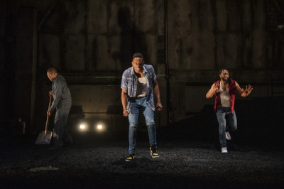 (from left) Manny Buckley, Patrick Agada and Rashaad Hall in 'The Brothers Size' at Steppenwolf Theatre