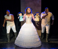 Michelle Lauto, with Eric Andrew Lewis (left) and David Robbins in “Spamilton” at the Royal George Theater cabaret.
