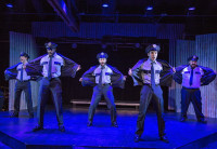 From left: Jonathan Schwart, Marc Prince, Neil Stratman, Joe Giovannetti and Nick Druzbanski in “The Full Monty” at Theo Ubique Cabaret Theatre.