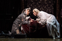 (L - R) Kareem Bandealy ( Jacob Marley ) and Larry Yando (Ebenezer Scrooge) in the 45th annual production of 'A Christmas Carol' at Goodman Theatre