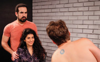 Demetrios Troy, Susan Faycurry and Mike Tepeli in Threesome, at Greenhouse Theater