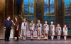Kevin Earley (Captain Georg von Trapp) and Cayleigh Capaldi (Maria Rainer) with the von Trapp Children (l to r)Ariana Ferch (Liesl), Eli Vander Griend (Friedrich), Ava Davis(Louisa), Benjamin Stasiek (Kurt), Haddie Mac(Brigitta), Ruby Caramore (Marta), Luciana Van Dette (Gretl)in The Sound of Music.