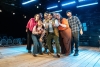 Grace Steckler, Joryhebel Ginorio, Elliot Esquivel, Teressa LaGamba, Jordan Golding, Sam Shankman, Neala Barron, Ryder McDaniel in Raven Theatre's Octet at Goodman Theatre.