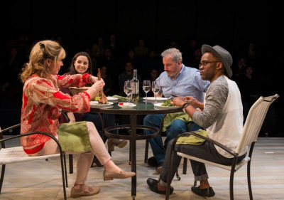 (L to R) Lia Mortensen, Hayley Burgess, Keith Kupferer and Travis Turner in The Mystery of Love and Sex at Writers Theatre