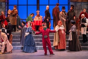 (Center) David Greene, “Parpignol” and members of the cast in LA BOHÈME from Opera Festival of Chicago.