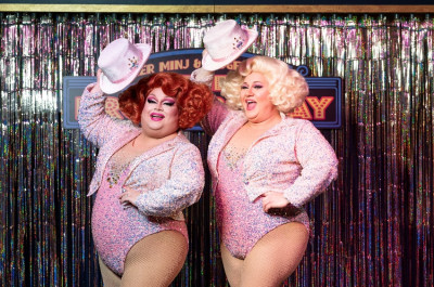 Ginger Minj and Gidget Galore play in "The Broads' Way" at Venus Cabaret on Southport in Chicago, through February 4, 2024.