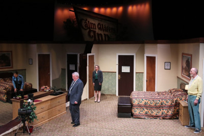 L-R Laura Leonardo Ownby, Bryan Burke, Lisa Dawn and Frank Nall in Unnecessary Farce at The McAninch Arts Center.