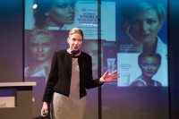 Kendra Thulin in "Linda" at Steep Theatre