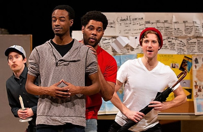 Will Allan, Terry Bell, Jeffrey Owen Freelon Jr.,and Michael Holding rehearsing We Are Proud to Present at Steppenwolf Theatrre.